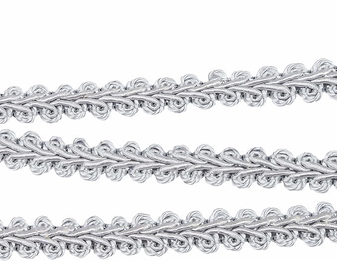 BEL AVENIR Braid Trim 1/2 inch 13.6 Yards French Gimp Basic Sewing Polyester DIY Crafts Costume Home Decorative (Sliver)