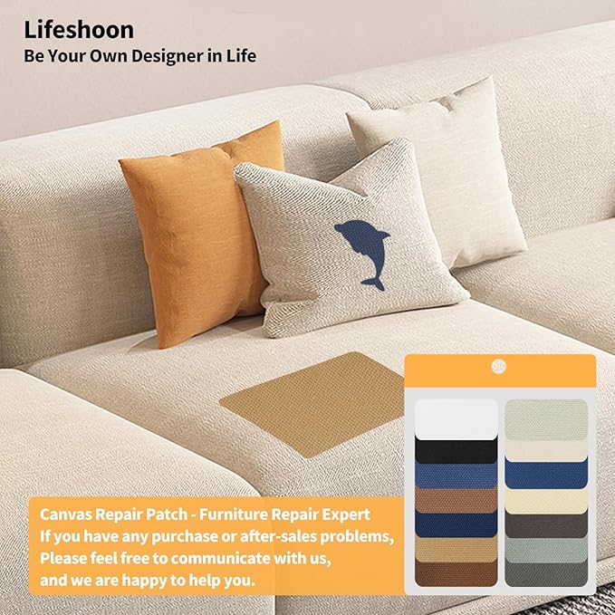 Fabric Repair Patches, Canvas Self-Adhesive Fabric Patches Tape Durable, DIY Large Canvas Repair for Sofa, Couches, Furniture, Chair, Clothing （3.5X79 Inch, Dark Grey）
