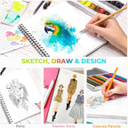 Mix Media Pad, Ohuhu Mixed Media Art Sketchbook, 120 LB/200 GSM Heavyweight Papers, 62 Sheets/124 Pages, Spiral Bound Mixed Media Paper Pad for Christmas Gift