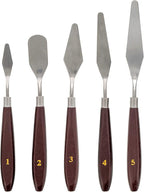 U.S. Art Supply 5-Piece Stainless Steel Palette Knife Set for Acrylic Painting - Paint Spatula Tools for Oil, Canvas Art - Painting Knives for Mixing, Texturing - Pallet Knives for Art & Cake