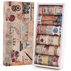 34 Rolls Vintage Washi Tape Set,Letter Map Stamp Stripe Literature Art Writable Aesthetic Washy Decorative Tapes for Scrapbooking, Junk Journal Supplies, Bullet Journaling 5-50mm Wide (3m Long)/Roll