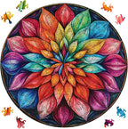 Wooden Puzzles for Adults, Mandala Wooden Jigsaw Puzzles 200 Pieces, Unique Design Adult Puzzles, Family Brain Game Gift,10.9x11.2 inch