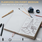 Wordsworth & Black A5 Mixed Media Journal 96 Mix Pages, Hardcover Leather, 190 GSM Paper, Journaling Notebook for Work & Sketching, Journals for Women, Men - Gifts Box Included Rose Gold