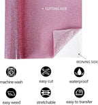FUNKAKA Glitter Pink HTV Heat Transfer Vinyl Rolls, 12" x 8ft PU Iron on Vinyl for T-Shirt Pink Glitter HTV Vinyl for All Cutter Machines Easy to Cut & Weed for Heat Vinyl Design