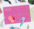 Self Healing Cutting Mat A3 12"x18" – Double Sided 5-Ply Craft Mat for Sewing, Quilting, Fabric, Scrapbooking – Pink/Purple