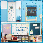 221 Pcs Bulletin Board Letters Round Alphabet Number Punctuation Symbol Combo Letter Cutouts Classroom Decoration for School Classroom Chalkboard Poster Board(Ocean Round)