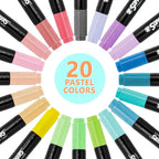 Super Markers 60 Unique Primary, Pastel, Neon Colors Dual Tip Fabric & T-Shirt Marker Set - Double-Ended Fabric Markers with Chisel Point and Fine Point Tips - Bright Vibrant Bold Permanent Ink Colors