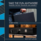 19 Inch Premium Backgammon Sets for Adults Leather Black - Blue. Premium 1.6 Inch Checkers & Dice Set, Travel Backgammon Set, Large, Backgammon Board Game, Backgammon Game Set