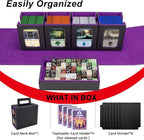 AFIING Commander Deck Box for MTG/EDH, Fits 400+ Double-Sleeved Cards, with Display Window, 4 Removable Deck Cases, Dividers, Dice Tray & Handle, Card Holders for TCG (Black Purple)