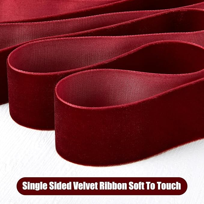 3/8" X 20 Yards Dusty Blue Velvet Ribbon for Christmas Tree Wreath Decoration Handmade Crafts Ornaments Gift Wrapping & Bow Making