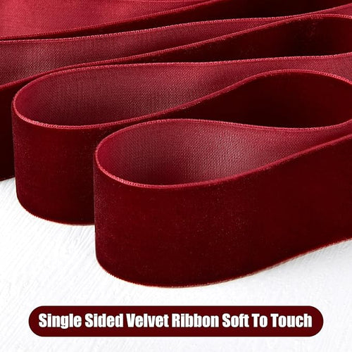 1/4" X 20 Yards Red Velvet Ribbon for Christmas Tree Wreath Decoration Handmade Crafts Ornaments Gift Wrapping & Bow Making