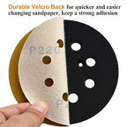 5-Inch 8-Hole Hook and Loop Sanding Discs 220-Grit Random Orbit Sandpaper, 50-Pack