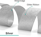 CT CRAFT LLC Glitter Wired Ribbon 6" x 10 Yards Silver for Christmas Home Decor Bow Gift Wrapping DIY Crafts Wreath
