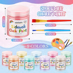 Faccito 9 Pcs Sidewalk Chalk Paint Kit Non Toxic Paint Washable Powdered Chalks Mix in Water 9 Vibrant Colors with Paintbrush for Creative Sidewalk and Chalkboard Fun