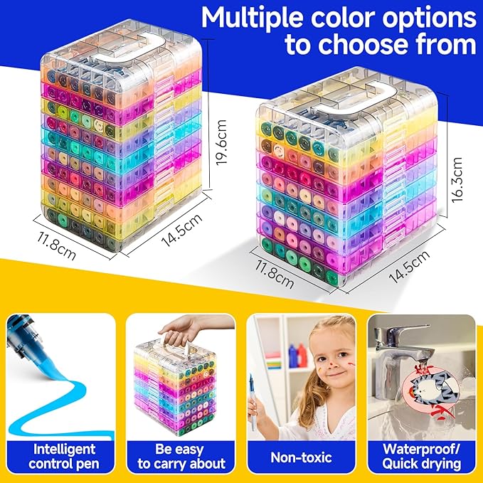 Fine&Soft Tip Acrylic Paint Markers Pen Set, For Surfaces Such as Stone, Canvas, Glass, Metal, etc,Writing, Quick Drying, Long-Lasting,Waterproof & Fade Resistant. (60 Colors)