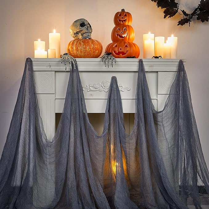 Boao Halloween Cheese cloth 84.65 x 393.7 Inch Gray Cheesecloth Roll for Crafts Large Cotton Muslin Gauze Fabric for Halloween Outdoor & Indoor Spooky Decoration