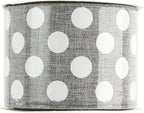 MEEDEE Polka Dots Burlap Ribbon - 2.5 Inch Wired Ribbon for Baby Shower, Farmhouse Decor, Elephant Wreath, Cakes - 10 Yards