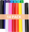 HTVRONT Permanent Vinyl for Cutting Machine - 14 Pack Glossy Adhesive Vinyl, 12" X 12" Permanent Bundle for Craft Projects, Adhesive Sheets Compatible with Cricut Cutting Machine, Silhouette Cameo