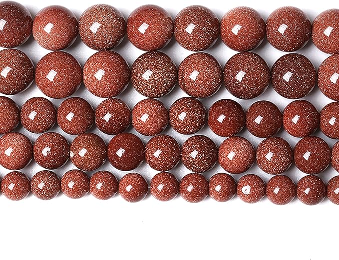 38pcs 10mm Natural Gold Sandstone Beads Gemstone Round Loose Beads for Jewelry Making DIY Bracelet Necklace 15“