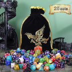 QMay DND Dice Set -25x7 (175pcs) Polyhedral Dice Compatible with Dungeons and Dragons D&D RPG MTG Table Games.25 Sets of 7 dice and a dice Bag