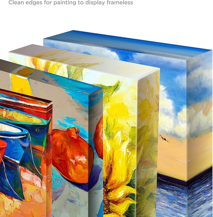 Creative Mark The Edge Deluxe Cotton 1-1/2" Deep Stretched Canvas for Painting, 20x60 Pack of 3, 14oz. Primed Weight, Universal Archival Priming, Medium Tooth, Hand-Stretched Canvas for Painters