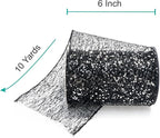 CT CRAFT LLC Sparkling Glitter Mesh Wired Ribbon 6" x 10 Yards Black for Christmas Home Decor Bow Gift Wrapping DIY Crafts Wreath