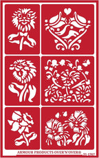 Over'N'Over Reusable Glass Etching Stencils – Durable Self-Stick Designs for Glass, Mirrors, and Ceramics with Armour Etch Cream – 5” x 8” Stencil Sheet - Fun Flowers