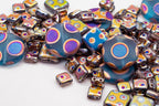 1.75 oz (50g) Mix of Unique Czech Bohemia Glass Pressed Beads, Blue Violet Pink Vitrail Sliperit, Dot Patterned, Matte and Glossy, Hand Made BCV