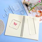 7 Pieces Acrylic Clear Stamp Block Clear Stamping Tools Set Decorative Stamp Blocks with Grid Lines for Scrapbooking Crafts, Card Making, DIY Projects (Assorted Sizes)