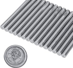 Yoption 15 Pieces Glue Gun Sealing Wax Sticks for Wax Seal Stamp, Great for Wedding Invitations, Cards, Envelopes (Silver)
