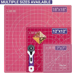 The Quilted Bear Rotating Cutting Mat 12" x 12" - Locking & Rotating Self Healing Cutting Board for Sewing, Fabric & Quilting - 360 Degree Sewing Supplies Mat for Craft Table (Pink)