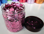 Gilding Flakes,Gold Foil Flakes for Resin,Blue Red Purple Pink Metallic Foil Flakes for Resin Jewelry Making,Nails,Painting Art,Crafts and Slime (Rose red)