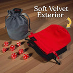 Luck Lab Velvet Drawstring Dice Bag - Set of Three Colors - Dungeons and Dragons Fabric/Standing Cotton Fabric Dice Bags/D&D Dice Pouch/Small Pouch/Velvet Jewelry Bag (Red, Black, Grey)