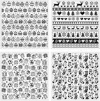 CHGCRAFT 4 Pcs Christmas Polymer Clay Texture Sheets Knitted Patterns Silicone Texture Stamp Snow Socks Clay Texture Mat Modeling Pattern Pad Sheets for Jewelry and Earrings Tools, 5.5x5.5 inch