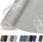 Fabric Repair Patches, 17X158 inch Linen Self-Adhesive Fabric Repair Tape, Strong Sticky Linen Patch for Sofas, Tote Bags, Clothing, Car Seats, Furniture（Medium Grey, 17X158 inch）