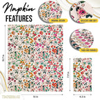 Trendables Floral Napkins for decoupage 200 Pcs 3 Ply floral paper napkins decorative Guest Towels Disposable Bathroom, Flower Design For Tea Party Decorations, Dinners & Weddings