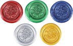 Yoption 5 Colors Sealing Wax Sticks, Vintage Totem Fire Manuscript Wax Seal Sticks with Wicks for Wax Seal Stamp (Gold+Silve+Red+Green+Blue)
