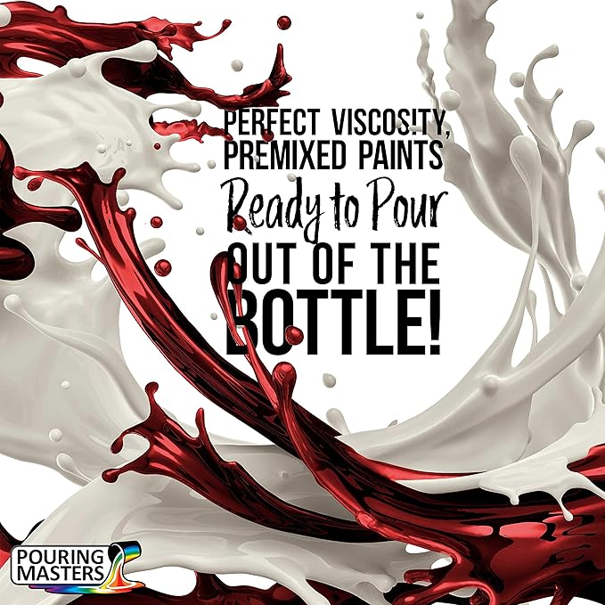 POURING MASTERS Crimson Red Acrylic Ready to Pour Pouring Paint - Premium 32-Ounce Pre-Mixed Water-Based - for Canvas, Wood, Paper, Crafts, Tile, Rocks and More