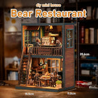 ISSEVE Book Nook Kit - DIY Miniature House Kit for Adults, Teens and Beginners, Dollhouse Booknook Craft Tiny House Bookshelf Decor 3D Wooden Puzzle, Gifts for Friends Family (Bear Restaurant)