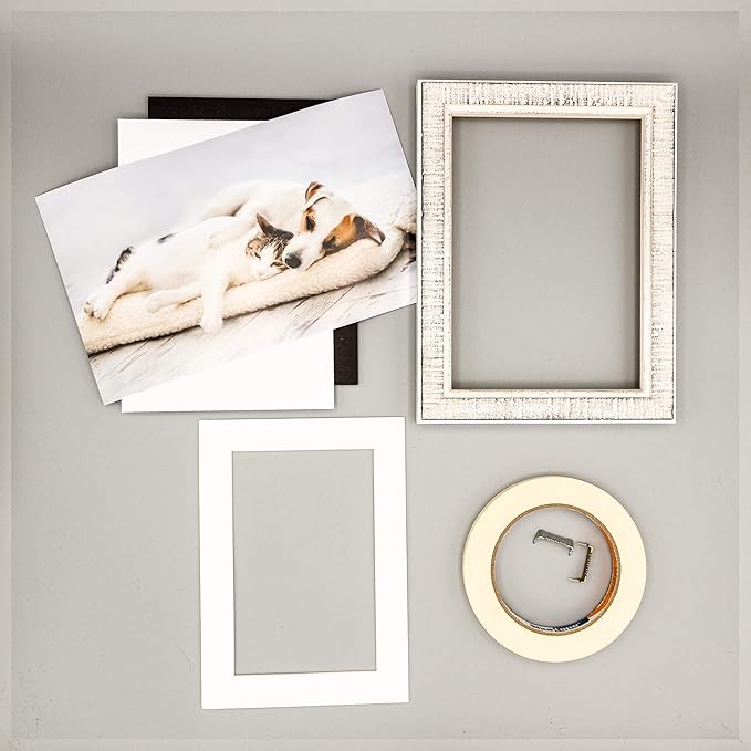 6x8 Mat for 8x10 Frame - Precut Mat Board Acid-Free Show Kit with Backing Board, and Clear Bags Textured White 6x8 Photo Matte Made to Fit a 8x10 Picture Frame Matboard for Framing, Pack of 100 Mats