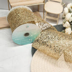 CT CRAFT LLC Sparkling Glitter Mesh Wired Ribbon 4" x 10 Yards Gold for Christmas Home Decor Bow Gift Wrapping DIY Crafts Wreath