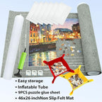 Portable Puzzle Mat Roll Up - with 9 Glue Sheets, Sorting Trays, Hand Pump, Inflatable Tube, and Storage Bag - Perfect for Kids and Adults (Gray, 1500pcs)