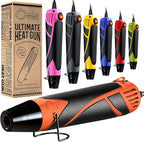 Heat Gun for Crafting, Mini Dual Temp Hot Air Gun Tool for Epoxy Resin, Shrink Wrapping, Vinyl Wrap, Embossing, Electronics, Candle Making, Sublimation, Phone Repair & DIY (Orange/Black)