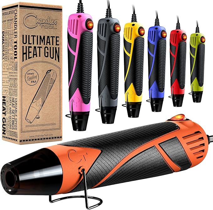 Heat Gun for Crafting, Mini Dual Temp Hot Air Gun Tool for Epoxy Resin, Shrink Wrapping, Vinyl Wrap, Embossing, Electronics, Candle Making, Sublimation, Phone Repair & DIY (Orange/Black)