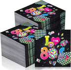 60 Pcs 80s Cocktail Paper Napkins 6.5 x 6.5 Inches Disposable Paper Napkins Dessert Beverage Napkin for Decoupage Luncheon Napkin for Party Wedding Birthday Party