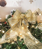 CT CRAFT LLC Sparkling Glitter Mesh Wired Ribbon 4" x 10 Yards Gold for Christmas Home Decor Bow Gift Wrapping DIY Crafts Wreath