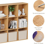 Wooden Cube Storage Organizer with Closed Back Panel, 11in Cube Shelf Opening, Bookshelf, Display Shelf,Closet Cabinet for Home and Office (Natural Oak, 12-Cube 35.98L*9.45W*47.72H)