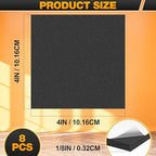 MYFAMIREA 8 PCS Adhesive Foam Padding Sheets Closed Cell Self Adhesive Sticky Foam Pads, 1/8" Thick 4'' x 4'' Neoprene Rubber Sheets Non-Slip Insulation Pads Vibration for Furniture Crafts Cars, Black