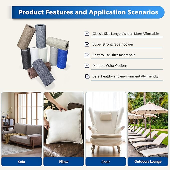 KING MOUNTAIN Linen Repair Patches, Self-Adhesive Linen Fabric Patches, 4 X 63 inch Extra Size, Multi Color, Can be Used for Linen Sofa Repair and Linen Clothes Repair (Dark Brown2.0)