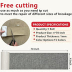 Linen Repair Tape 4x70 Inch Self-Adhesive Couch Patch Repair Fabric Patch for Furniture,Sofas,Cushion,Chairs,Bags,Linen Goods(Grey)